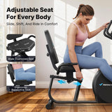 MERACH Recumbent Exercise Bike for Home, Self Powered Stationary Bike for Seniors Adults with 16-Level Automatic Resistance Adjustment, Resistance Bands