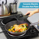 Hot Plate Double Burner Electric Hot Plate for Cooking, 1800W Dual Control Portable Stove CUSIMAX