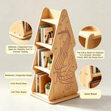 Tree Bookshelf,Rotating Bookcase,Book Organizer Shelves