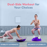 kisnbld Half Balance Ball Trainer, Inflatable 19/23 Inch Half Exercise Ball with Resistance Bands and Pilates Bal, Non-Slip 660lbs Capacity Yoga Ball for Home Gym Full Body Workouts