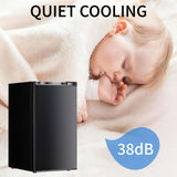 DOGHLY 3.2 Cu.Ft Mini Fridge with Freezer, Single Door Compact Refrigerator with 7 Adjustable Thermostat, Low Noise, Removable Shelf, Small Refrigerator for Dorm, Office, Bedroom, Black
