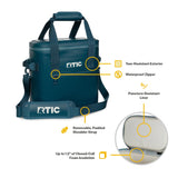 RTIC Ultra-Tough Soft Cooler 20 Can, Insulated Bag Portable Ice Chest Box for Lunch, Beach, Drink, Beverage, Travel, Camping, Picnic, Car, Trips, Floating Cooler Leak-Proof with Zipper, Marine
