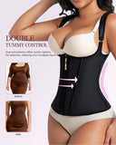 Waist Trainer for Women for Daily Wear, Faja Body Shaper Corset with Zipper and Adjustable Shoulder Straps, Faja Colombians, L Black