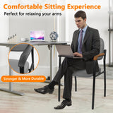 CLATINA Leather Guest Chair Sets of 2, Office Reception Chair No Wheels with Armrests and Lumber Support, Ergonomic Desk Armchair for Meeting Waiting Conference Lobby Room, Grey