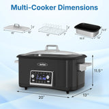 SUNVIVIPRO 12-in-1 Programmable Slow Cooker Roaster Oven, 8 Quart Digital Multi-Cooker Food Warmer with Timer, Temp Control & Auto Shut Off, Removable Non-Stick Pot, Dishwasher-Safe Glass Lid, Black