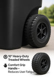 Getzi Black 95-Gallon Wheeled Rectangular Trash Can with Hinged Lid