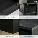 GarveeLife Tall Kitchen Pantry Cabinet with Charging Station and Microwave Stand, Storage Hutch with Drawers for Dining Room, Living Room, Black