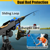 GearTrust 2-in-1 Fishing Rod Holder for Boat Kayak Rod Holder Track Deck Mount, Secure Fishing Pole Holders with Three Tier Rod Protection,Dual T Bolt, Bungee Cord & Sliding Loop (2 Pack