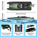 volantexrc Remote Control Boats for Pools and Lakes 20+MPH AtomicXS High Speed RC Boat for Adults Toy Boat Gifts with 2 Batteries & Reverse Function (795-5 Black)