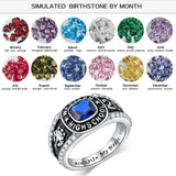 Oseew 2027 Men Birthstone Custom Class College Ring (Yellow Gold)
