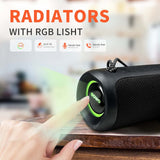 Portable Speaker, Wireless Bluetooth Speaker, IPX7 Waterproof, 25W Loud Stereo Sound, Bassboom Technology, TWS Pairing, Built-in Mic, 16H Playtime with Lights for Home Outdoor - Black SOWO