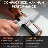 Orange Ninja Pocket Knife Sharpener with Guided Diamond Whetstones – 8-in-1 Tool Sharpener for EDC, Outdoor, Hunting & Camping Knives - Includes Diamond Rod, Leather Strop & Fire Starter