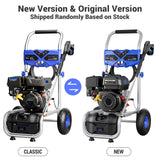 MUTAOMAY 3500PSI Gas Pressure Washer, 2.3GPM Gas Powered High Pressure Washer with 209CC Engine, 4 Adjustable Nozzles, 25 ft High Pressure Hose for Cleaning Walls, Terraces, Vehicles, Garden (Blue)
