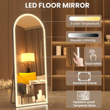 Pertetey 81x34 Inch LED Arched Full Length Mirror with Lights, Black Frame Dimmable & 3 Color Modes LED Full Body Dressing Standing or Wall Mounted Long Mirror