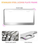 GNSZSN License Plate Frames - 2 Packs Stainless Steel Universal Car Tag Frame for Front and Rear Number Holder with Screws & Chrome Caps