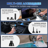 KMM Handheld Car Vacuum Cleaner, 16000PA Air Duster & Vacuum Cleaner, 120W High Power Hand Held Vacuum Cordless, Portable Vacuum Rechargeable with Multi-Nozzles & LED Light for Car, Home, Pet, Office