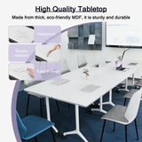 4 Pack Folding White Conference Table,47.2in Modular Mobile Training Table
