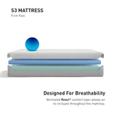 Bedgear S3 Performance Mattress, Full - Instant Cooling by Ver-Tex Technology