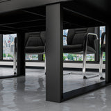 7.2FT Conference Table with Black Metal Frame, Rectangular Meeting Office Table Podcast Table