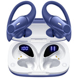 Active Noise Cancelling Ear Buds Wireless Bluetooth Headphones 80H Playtime Display Charging Case 50dB ANC Over Ear Hooks Earbuds with Hi-Res Sound & Clear Calls for Sports Running Gym Workout Blue