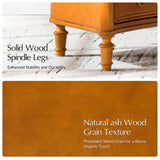 HULALA HOME 3 Drawer End Tables Set of 2 with Charging Station, 26" Wide Endtables with Solid Wood Legs and Curved Profile, Classic Side Tables for Living Room, Acorn