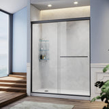 SUNNY SHOWER 58.5-60 in.W x 72 in.H Glass Shower Door, Semi Frameless Double Sliding Shower Door, 1/4" Clear Glass, Black Finish