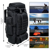 Ogetok 80L Hiking Backpack Camping Rucksack, 80 liters Large Capacity Outdoor Knapsack Travel Climbing Mountaineering Carry On Backpack Bag, Trekking Backpacking for Men Women, Black