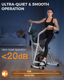 Pooboo Foldable Stationary Exercise Bike with Elliptical Mode, 8-Level Magnetic Resistance, Adjustable Seat & Handrail, LCD Monitor, 300LBS Capacity for Home Fitness & Rehab