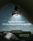 Gaiatop Portable Camping Fan with LED Lantern, Power Display 360° Head Rotation, Hanging Hook for Tent, 3 Speed Quiet Rechargeable, 4000mAh Battery Operated USB Fans for Indoor Outdoor Travel Black