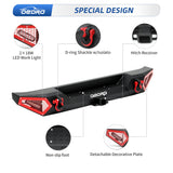 OEDRO Rear Bumper w/ 2 LED Lights Fits for 07-18 Jeep Wrangler JK 4Dr/ 2Dr