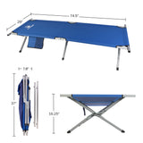 Camping Cot - Portable Folding Camp Bed - 600D Sleeping Cot for Adults with Steel Frame, Supports up to 264 lbs, 74.5" (6.2 ft) L x 29" W by Wakeman Outdoors (Blue)