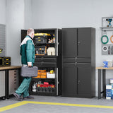 Letaya Metal Garage Storage Cabinet,71" Heavy Duty Steel Tool Cabinet with 4 Door Lock-Adjustable Shelves and 2 Drawer (Black)