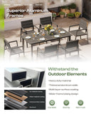 Oasbira Outdoor Dining Set for 10, Patio Table and Chairs Set with Umbrella Hole, 12 Pieces HDPS + Aluminum Outdoor Furniture Sets for Patio, Garden (Charcoal)