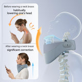 Yunari Cordless Neck Brace for Cervical Spine Posture Correction and Support, Patented Traction Device with Intelligent Adjust and Hot Compress, Neck Brace for Men and Women, （Gray, Medium）