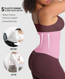 FeelinGirl Waist Trainer Corset for Women Shapewear Tummy Control Waist Cincher Workout Girdle 3 Segmented Belt Hooks Pink