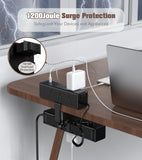 Dual Layer Desk Clamp Power Strip, 24 AC Outlets & 65W USB-C, 6FT Cord