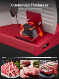 FOHERE 250W Meat Slicer Machine for Home, Electric Food Slicer with Stainless Steel Tray & Three 7.5" Stainless Steel Blade, 0-15mm Precise Thickness Deli Meat Slicer for Bread Fruit Vegetable (Red)