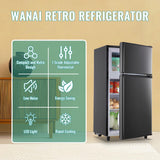WANAI 3.5 Cu.Ft Mini Fridge with Freezer, Compact Refrigerator for Office, Dorm, Apartment, 7-Level Adjustable Thermostat, 2 Removable Shelves and Bakset, Small Fridge in Dark Gray
