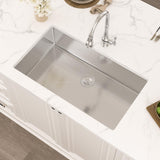 Oumuch Undermount Kitchen Sink - 33 inch Undermount Sink 16 Gauge Stainless Steel Sinks with Round Corner Handmade Single Bowl Under Counter Basin for Kitchens, 33"x19"x9"