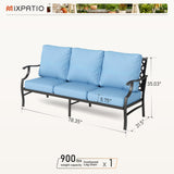 MIXPATIO, 3-Seat Outdoor Patio Sofa, Metal Frame, Blue
