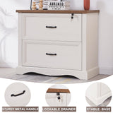 Wood File Cabinet with Hanging File Folders,Top Drawer Lockable,Lateral Filing Cabinet for Home Office Compatible with Letter