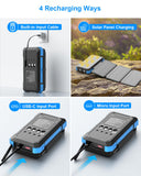 Kepswin Solar Charger Power Bank 49800mAh with 4 Built-in Cables & 3 Foldable Panels, PD22.5W Fast Portable Phone Charger, External Battery Pack with USB-C in/Output & Flashlight for Outdoor Camping