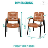 Naomi Home Faux Leather Guest Reception Chair with Armrests - Caramel
