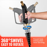 YAMATIC Long Pressure Washer Gun and Hose Kit, Rubber 50 FT Steel Braided Power Washer Hose with 3/8" Swivel Quick Connect & M22 Adapters Replacement for Troy Bilt Ryobi Simpson Craftsman, 4000 PSI