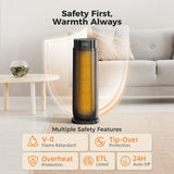 BREEZOME Space Heaters for Indoor Use, 1500W, with Thermostat, 24H Timer, 90° Oscillating, Quiet, Portable, PTC Ceramic, with Remote, Fast Safety Heat for Home Bedroom (BLACK)
