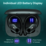 Active Noise Cancelling Ear Buds Wireless Bluetooth Headphones 80H Playtime Display Charging Case 50dB ANC Over Ear Hooks Earbuds with Hi-Res Sound & Clear Calls for Sports Running Gym Workout Black