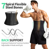 BVVU Waist Trainer for Men Waist Trimmer Tummy Control Sauna Sweat Belt Stomach Wrap Lower Belly Fat Back Support Black