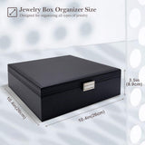Jewelry Box for Women, 2 Layers Large Leather Jewelry Organizer Storage Case with Removable Pad for Earrings -Black ProCase