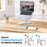 OMOTON LA10 360° Rotating Laptop Stand Riser Foldable for Desk, Sky Blue