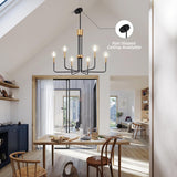 LXWNYY Modern Black and Gold Chandelier,6-Light Farmhouse Chandelier for Dining Room Light Fixtures Ceiling Hanging Industrial Chandelier Light Fixture for Kitchen Living Room Bedroom Entryway